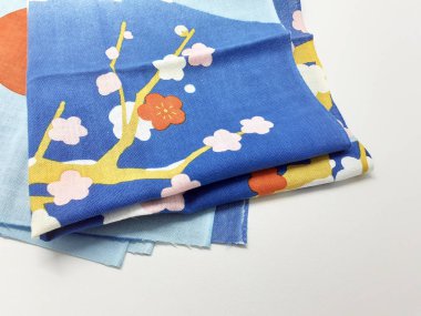 Beyaz İzole Arka Planda Sanatsal Süs Desenli Güzel Renkli Konfeksiyon Kumaş Tekstili - Resim 