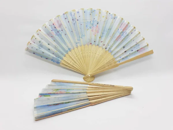 Wooden Bamboo Silk Folding Fan Chinese Japanese Vintage Retro Style Handmade Silk Floral Pattern Hand Fan with a Fabric Sleeve and Tassels for Home Decoration Party Wedding or Dancing Gift - Image