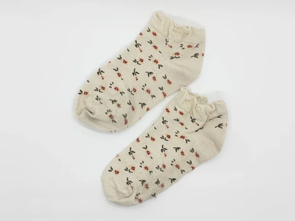 Colorful Beautiful Female Socks Pair White Isolated Background Image — Stock Photo, Image