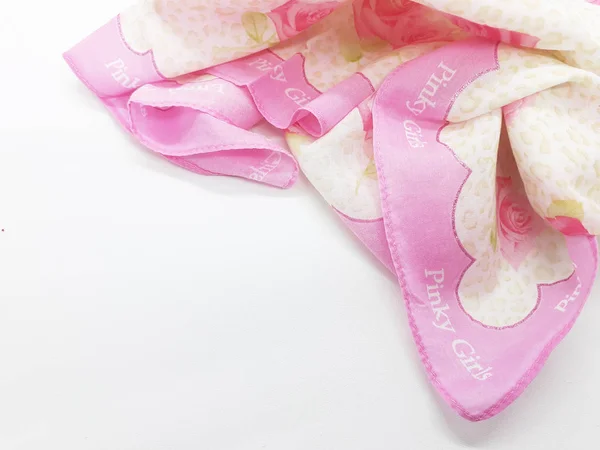 Красива Рожева Барвиста Тканина Художнім Квітковим Орнаментом Білому Ізольованому Тлі — стокове фото