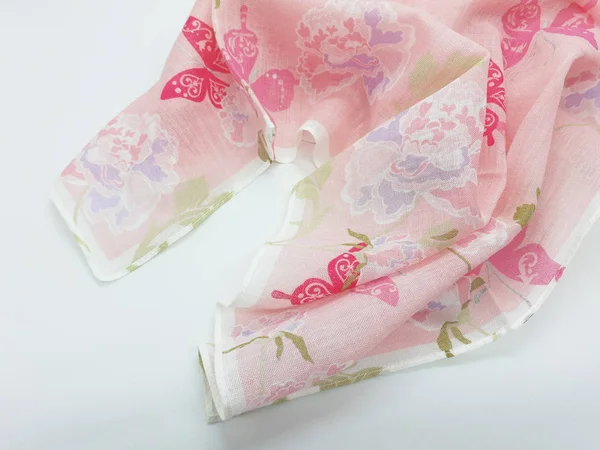 Gyönyörű Pink Színes Ruházati Fabric Művészi Virágos Díszek Pattern Fehér — Stock Fotó