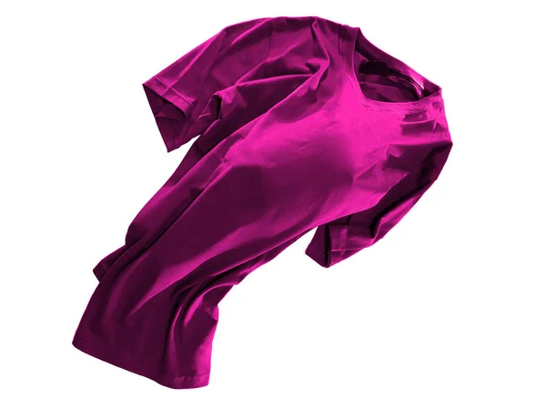 Float Roze Magenta Shirt Wind Water Geïsoleerd Witte Achtergrond Afbeelding — Stockfoto