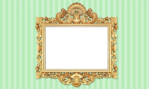 Classic Retro Old Gold Photo Painting Frame White Isolated Background — Stock Photo, Image