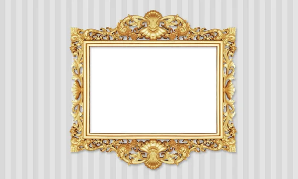 Classic Retro Old Gold Foto Quadro Pintura Fundo Isolado Branco — Fotografia de Stock