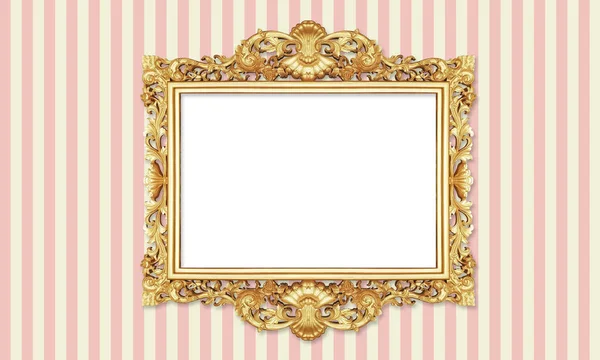 Classic Retro Old Gold Foto Quadro Pintura Fundo Isolado Branco — Fotografia de Stock