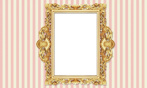 Classic Retro Old Gold Foto Quadro Pintura Fundo Isolado Branco — Fotografia de Stock