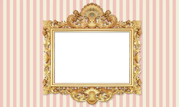 Classic Retro Old Gold Foto Quadro Pintura Fundo Isolado Branco — Fotografia de Stock