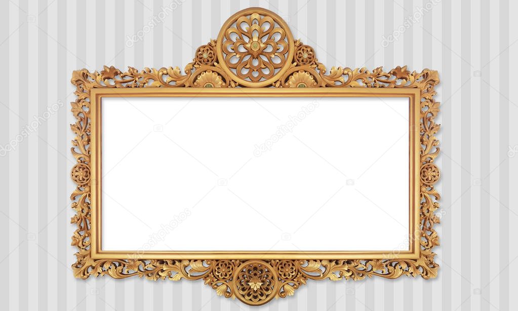 Classic Retro Old Gold Photo or Painting Frame in White Isolated Background - Image 