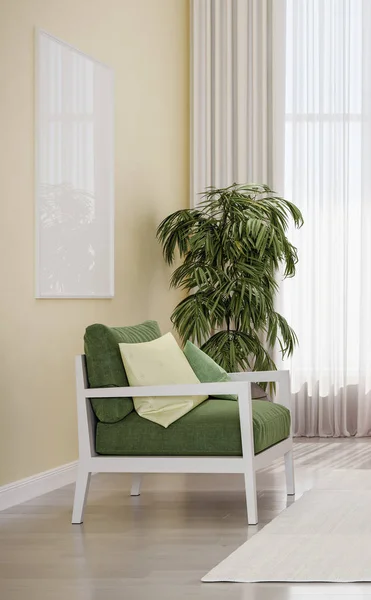 Modern Design Interior Living Room Green Chair — Stock Photo, Image