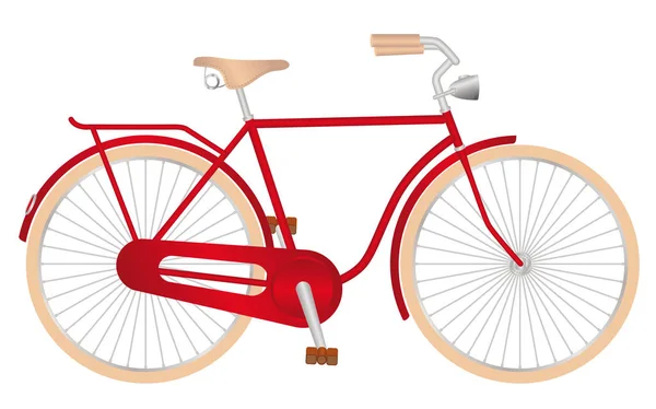 スタイリッシュな赤 男性のレトロな自転車 ライト 白い背景の上に — ストックベクタ