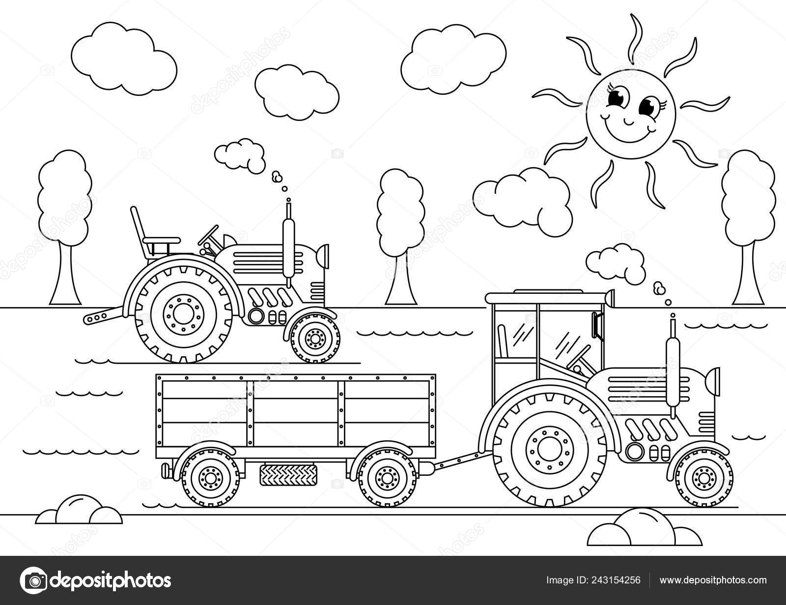 tractor and trailer coloring pages