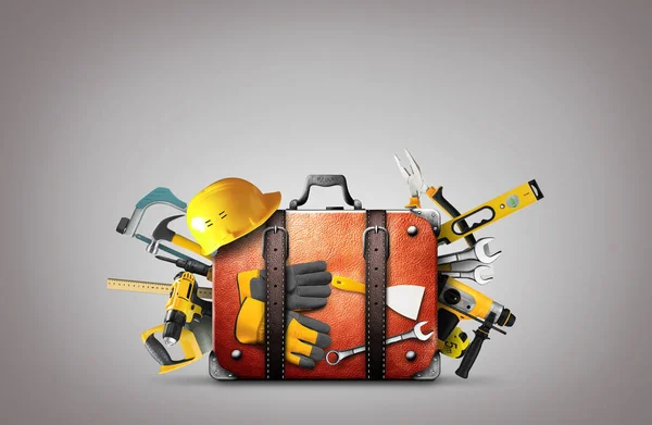 Construction Tools Helmet Bag — Stock Photo, Image