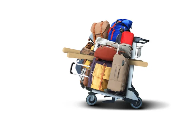 Luggage Tourists Big Suitcases Cart — Stock Photo, Image