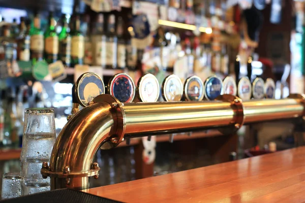 Classic Bar Bar Counter Beer Taps — Stock Photo, Image