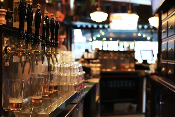 Classic Bar Bar Counter Beer Taps Royalty Free Stock Photos