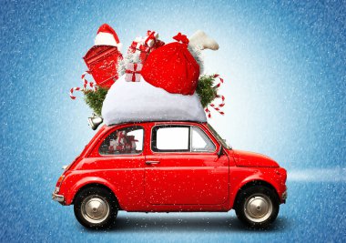 Noel araba Noel Baba hediye çanta ile