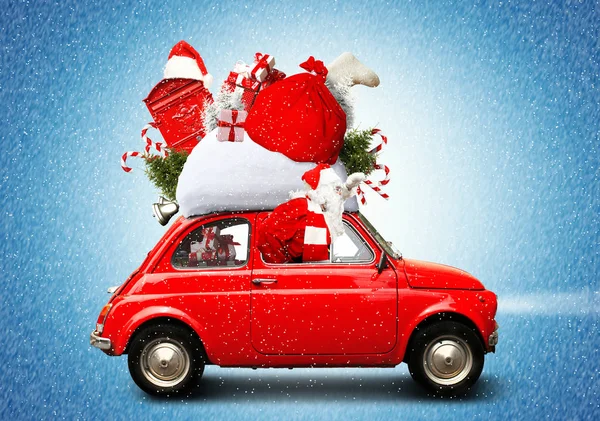 Noel araba Noel Baba hediye çanta ile