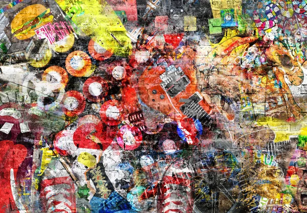 Collage Estilo Grunge Una Pared Ladrillo —  Fotos de Stock