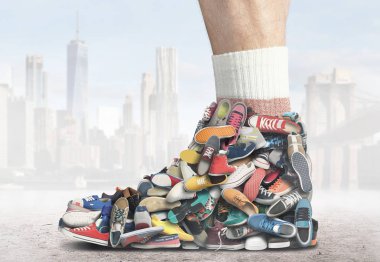 Great sneaker made up of different sneakers and shoes clipart
