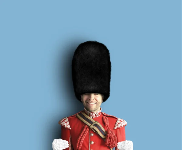 Young man in the costume of the Royal guards of Britain