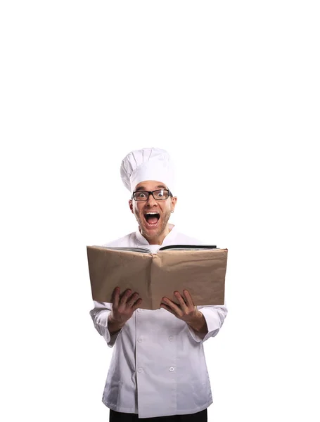 Chef Looks Recipe Cookbook — Stock Photo, Image