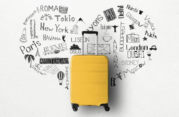 Travel Concept Large Suitcase Other Accessories — Stock Photo, Image