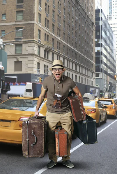 Tourist Hat Bunch Suitcases — Stock Photo, Image