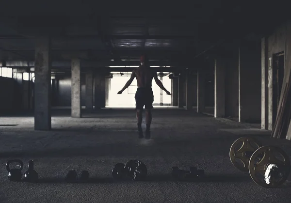 Athlete Engaged Crossfit Gym — Stock Photo, Image