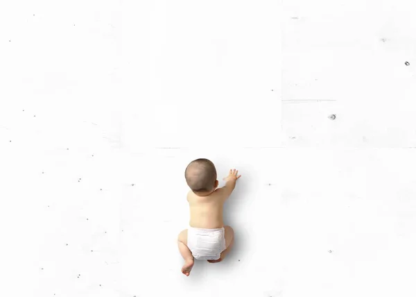 Lindo Bebé Arrastrándose Vista Superior Del Piso —  Fotos de Stock
