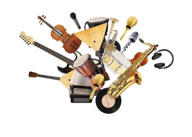 Güzel uçuşlarda çeşitli müzik aletleri
