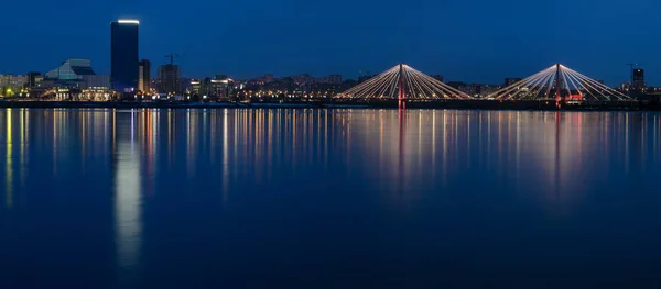 Panorama Des Zentralen Teils Von Krasnojarsk Ufer Des Jenissei Gebäude — Stockfoto