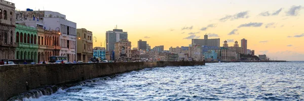 Coucher Soleil Sur Front Mer Malecon Havane Images De Stock Libres De Droits
