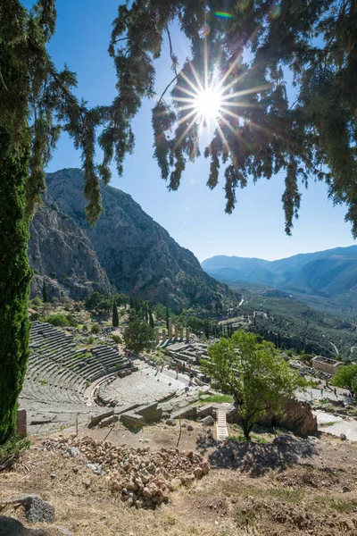 View of the archaeological site of Delphi in Greece