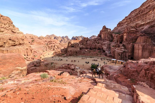 Blick Auf Die Straße Der Fassaden Der Antiken Stadt Petra — Stockfoto