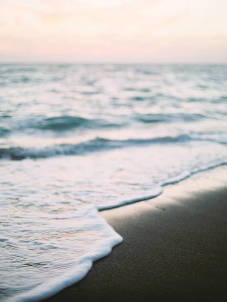 Vista Pôr Sol Uma Praia Areia — Fotografia de Stock