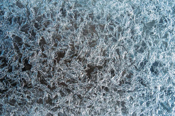氷表面 冬の抽象的な背景のマクロ写真 — ストック写真