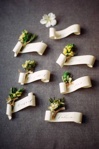 美しい花 Boutonnieres 結婚式の装飾のセット — ストック写真