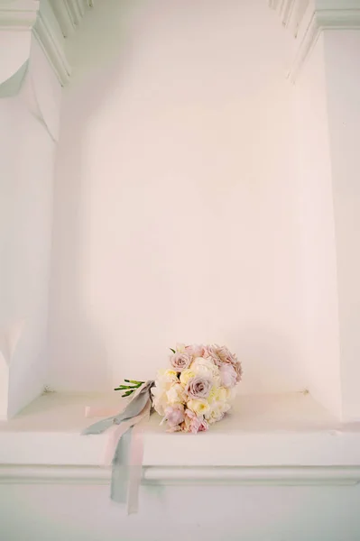 Buquê Casamento Com Flores Rosa Concurso — Fotografia de Stock