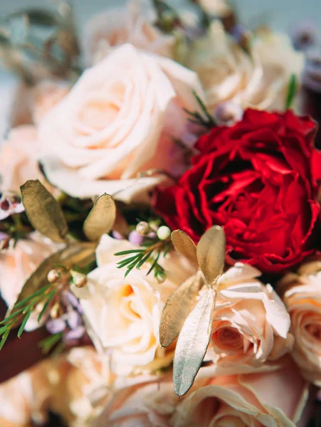 Marsala Esküvő Elegáns Őszi Esküvői Csokor Gyengéd Virágokkal Közelkép Makró — Stock Fotó