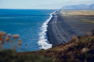 Plaja yakın cape Dyrholaey İzlanda Vik Köyü, görünümünü