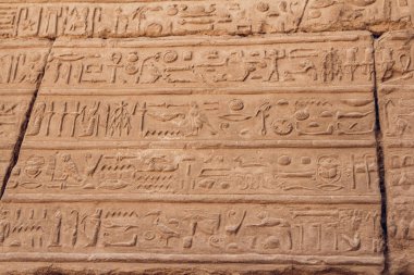 Karnak Tapınağı, Luxor, Mısır hiyeroglif içeren sütunlar. seyahat