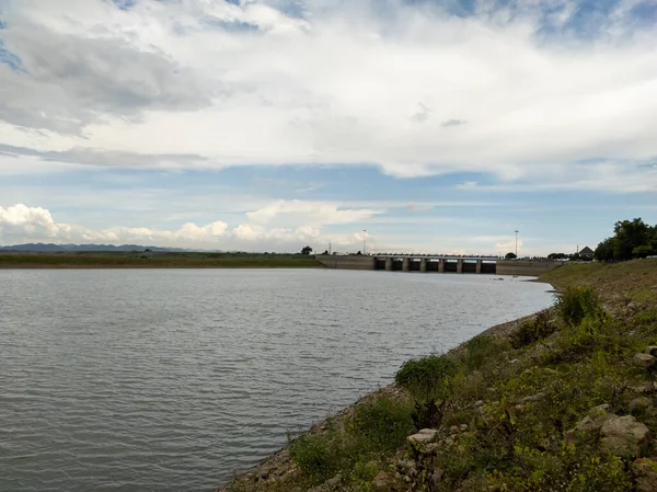 Landscape Pasak Jolasid Dam Little Water Capacity — Stock Photo, Image