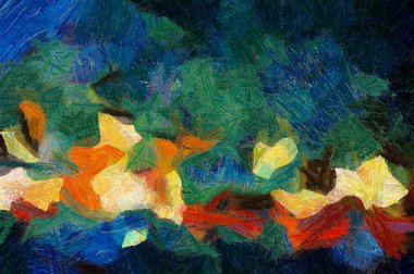 Resim tarzı arkaplan resmi, çeşitli renkli soyut desenler, yağlı boya deseni, izlenimci resim tarzı oluşturur.