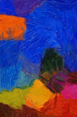 Resim tarzı arkaplan resmi, çeşitli renkli soyut desenler, yağlı boya deseni, izlenimci resim tarzı oluşturur.