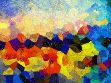 Resim tarzı arkaplan resmi, çeşitli renkli soyut desenler, yağlı boya deseni, izlenimci resim tarzı oluşturur.