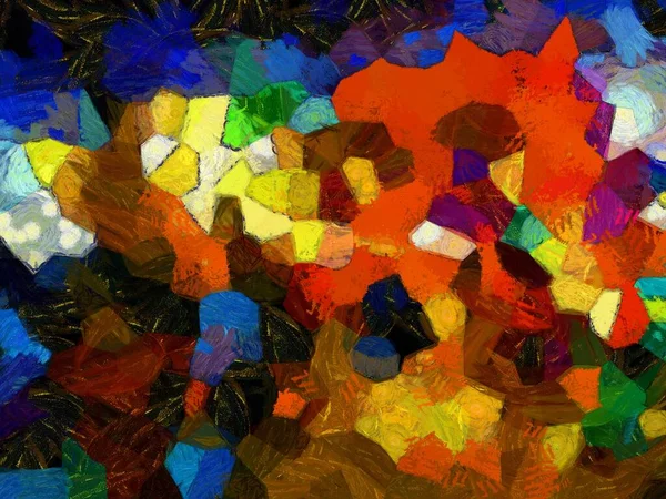 Resim tarzı arkaplan resmi, çeşitli renkli soyut desenler, yağlı boya deseni, izlenimci resim tarzı oluşturur.