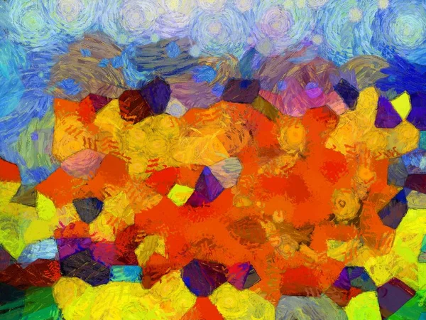 Resim tarzı arkaplan resmi, çeşitli renkli soyut desenler, yağlı boya deseni, izlenimci resim tarzı oluşturur.