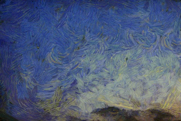 Die Landschaft Des Himmels Morgen Illustrationen Schafft Einen Impressionistischen Malstil — Stockfoto