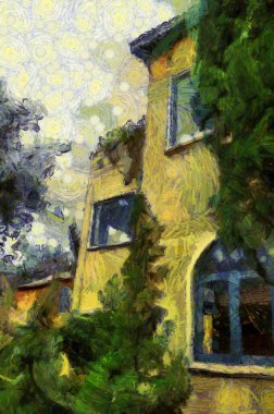 Tayland İllüstrasyonlarında İtalyan Mimarisi empresyonist bir resim tarzı yaratıyor.