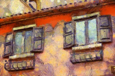 Tayland İllüstrasyonlarında İtalyan Mimarisi empresyonist bir resim tarzı yaratıyor.